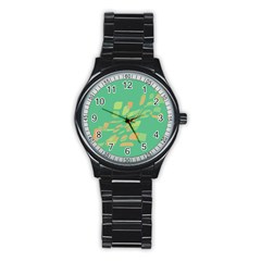 Green Abastraction Stainless Steel Round Watch by Valentinaart