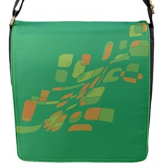 Green Abastraction Flap Messenger Bag (s) by Valentinaart