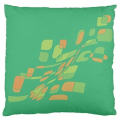 Green Abastraction Large Flano Cushion Case (one Side)