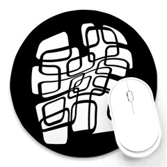 White Abstraction Round Mousepads by Valentinaart