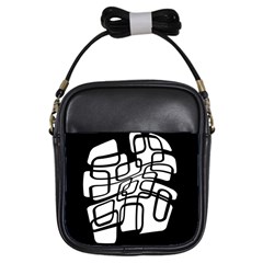 White Abstraction Girls Sling Bags by Valentinaart