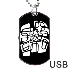 White Abstraction Dog Tag Usb Flash (two Sides) 