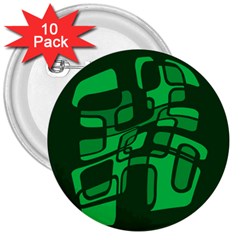 Green Abstraction 3  Buttons (10 Pack)  by Valentinaart