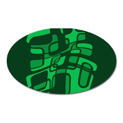 Green Abstraction Oval Magnet by Valentinaart