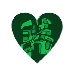 Green Abstraction Heart Magnet by Valentinaart