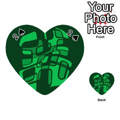 Green Abstraction Playing Cards 54 (heart)  by Valentinaart