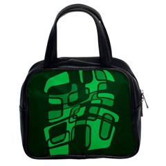 Green Abstraction Classic Handbags (2 Sides) by Valentinaart