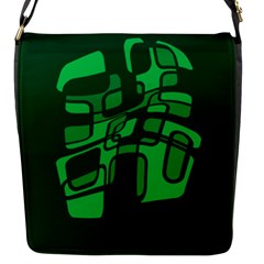 Green Abstraction Flap Messenger Bag (s) by Valentinaart