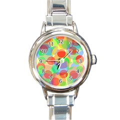 Colorful Circles Round Italian Charm Watch by Valentinaart