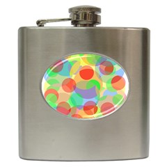 Colorful Circles Hip Flask (6 Oz) by Valentinaart