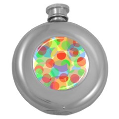 Colorful Circles Round Hip Flask (5 Oz) by Valentinaart