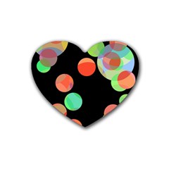 Colorful Circles Rubber Coaster (heart)  by Valentinaart