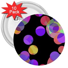 Colorful Decorative Circles 3  Buttons (10 Pack)  by Valentinaart