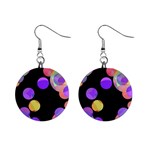 Colorful decorative circles Mini Button Earrings Front