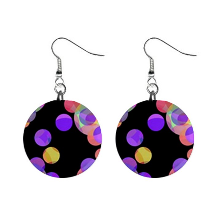 Colorful decorative circles Mini Button Earrings