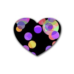 Colorful Decorative Circles Rubber Coaster (heart)  by Valentinaart