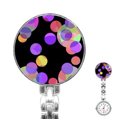 Colorful Decorative Circles Stainless Steel Nurses Watch by Valentinaart