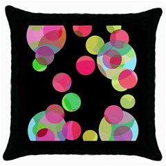 Colorful Decorative Circles Throw Pillow Case (black) by Valentinaart