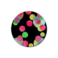 Colorful Decorative Circles Rubber Coaster (round)  by Valentinaart