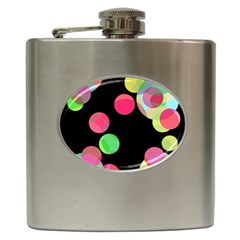 Colorful Decorative Circles Hip Flask (6 Oz) by Valentinaart