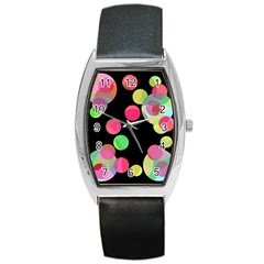 Colorful Decorative Circles Barrel Style Metal Watch by Valentinaart