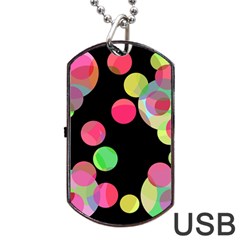 Colorful Decorative Circles Dog Tag Usb Flash (one Side) by Valentinaart