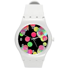 Colorful Decorative Circles Round Plastic Sport Watch (m) by Valentinaart