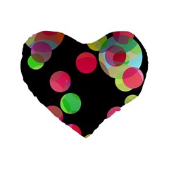 Colorful Decorative Circles Standard 16  Premium Flano Heart Shape Cushions