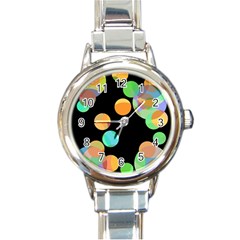 Orange circles Round Italian Charm Watch