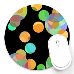 Orange circles Round Mousepads