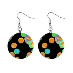 Orange circles Mini Button Earrings