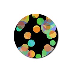 Orange circles Rubber Coaster (Round) 