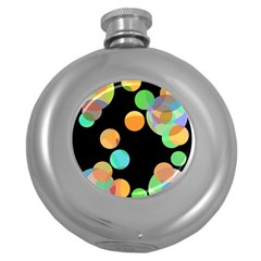 Orange circles Round Hip Flask (5 oz)