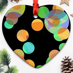 Orange circles Heart Ornament (2 Sides)