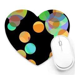 Orange circles Heart Mousepads