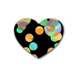 Orange circles Heart Coaster (4 pack)  Front