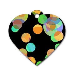 Orange circles Dog Tag Heart (One Side)