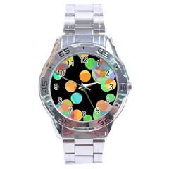 Orange Circles Stainless Steel Analogue Watch by Valentinaart