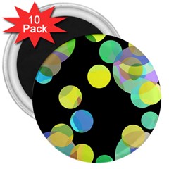 Yellow Circles 3  Magnets (10 Pack)  by Valentinaart