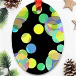 Yellow circles Oval Ornament (Two Sides) Front