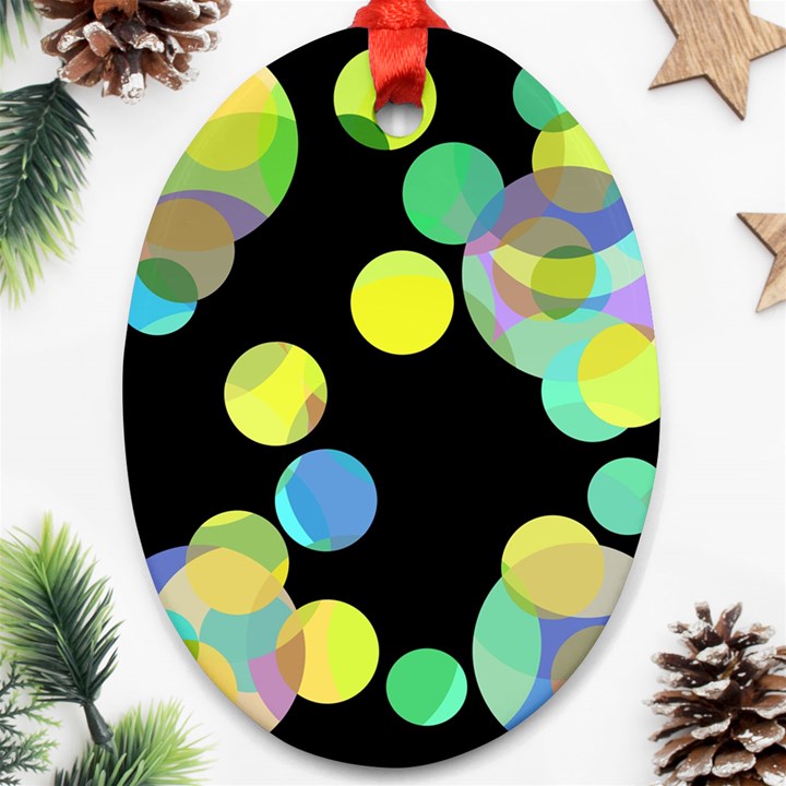 Yellow circles Oval Ornament (Two Sides)