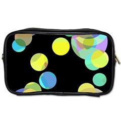 Yellow Circles Toiletries Bags by Valentinaart