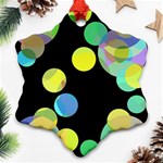 Yellow circles Snowflake Ornament (2-Side) Front