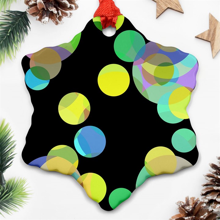 Yellow circles Snowflake Ornament (2-Side)