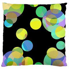 Yellow Circles Large Cushion Case (two Sides) by Valentinaart