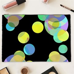 Yellow Circles Cosmetic Bag (xxl)  by Valentinaart