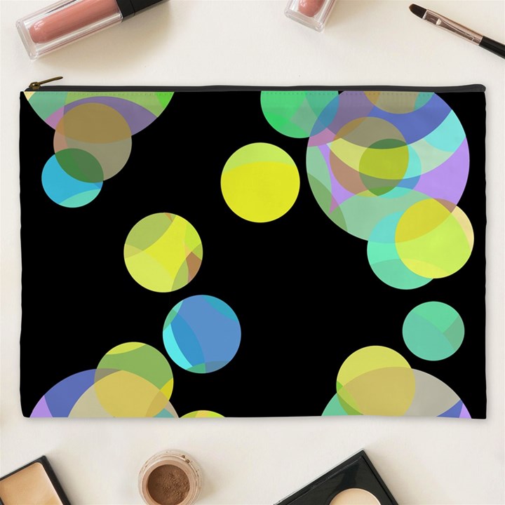 Yellow circles Cosmetic Bag (XXXL) 