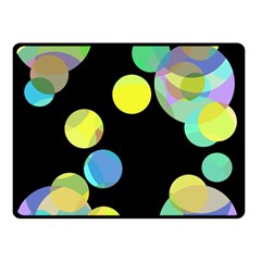 Yellow Circles Double Sided Fleece Blanket (small)  by Valentinaart