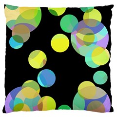 Yellow Circles Large Flano Cushion Case (one Side) by Valentinaart