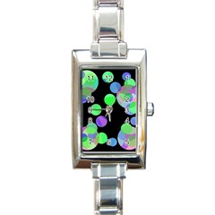 Green Decorative Circles Rectangle Italian Charm Watch by Valentinaart